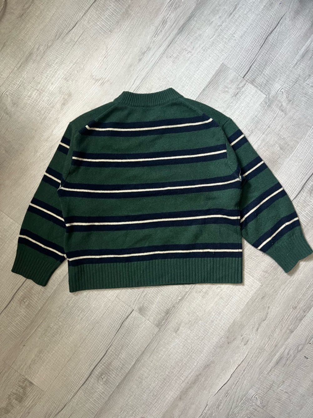 REFORMATION Cove Cashmere Oversized Crew Dark Pine Multi Stripe Green Sweater XS - Picture 8 of 16